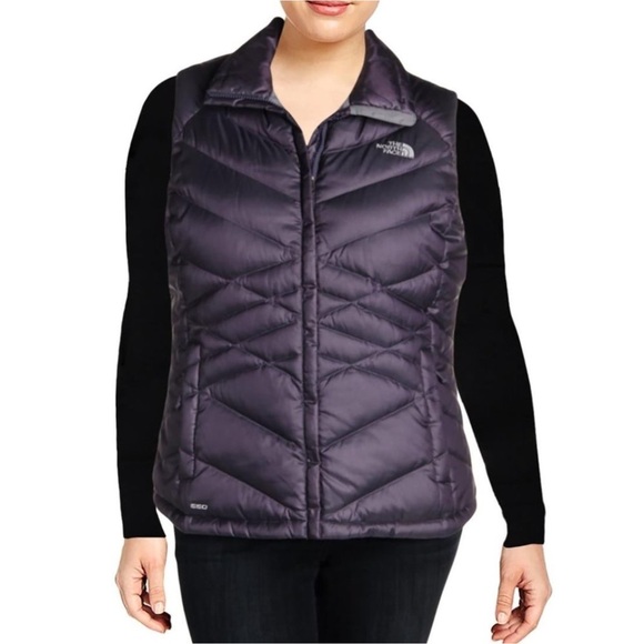 THE NORTH FACE Women Puffer Vest 550 Goose Down  Zip Up Winter Travel Purple M - Picture 2 of 11